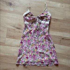Princess Polly Emilee Mini Dress Pink Floral, Size 2